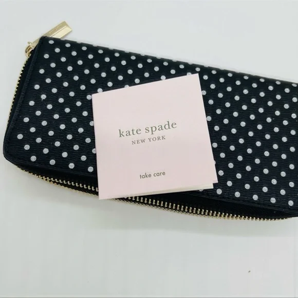 Kate Spade Continental Wallet Leather Black/White - Picture 7 of 7